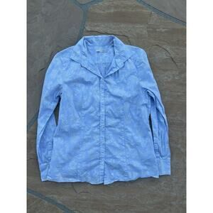 Christian Berg Floral Button Up Blue Shirt - Women's 38